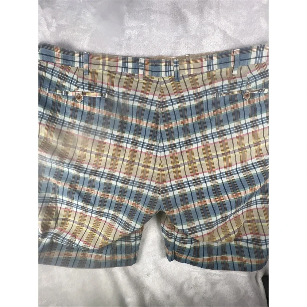Polo Ralph Lauren Reversible Shorts Mens Size 52 Multicolor Plaid Khaki Cotton